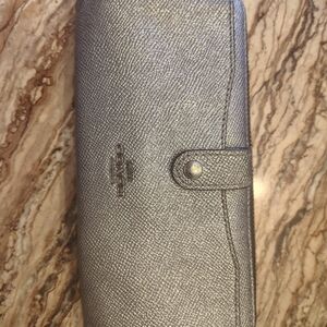 Coach Metallic Silver Saffiano Continental Wallet